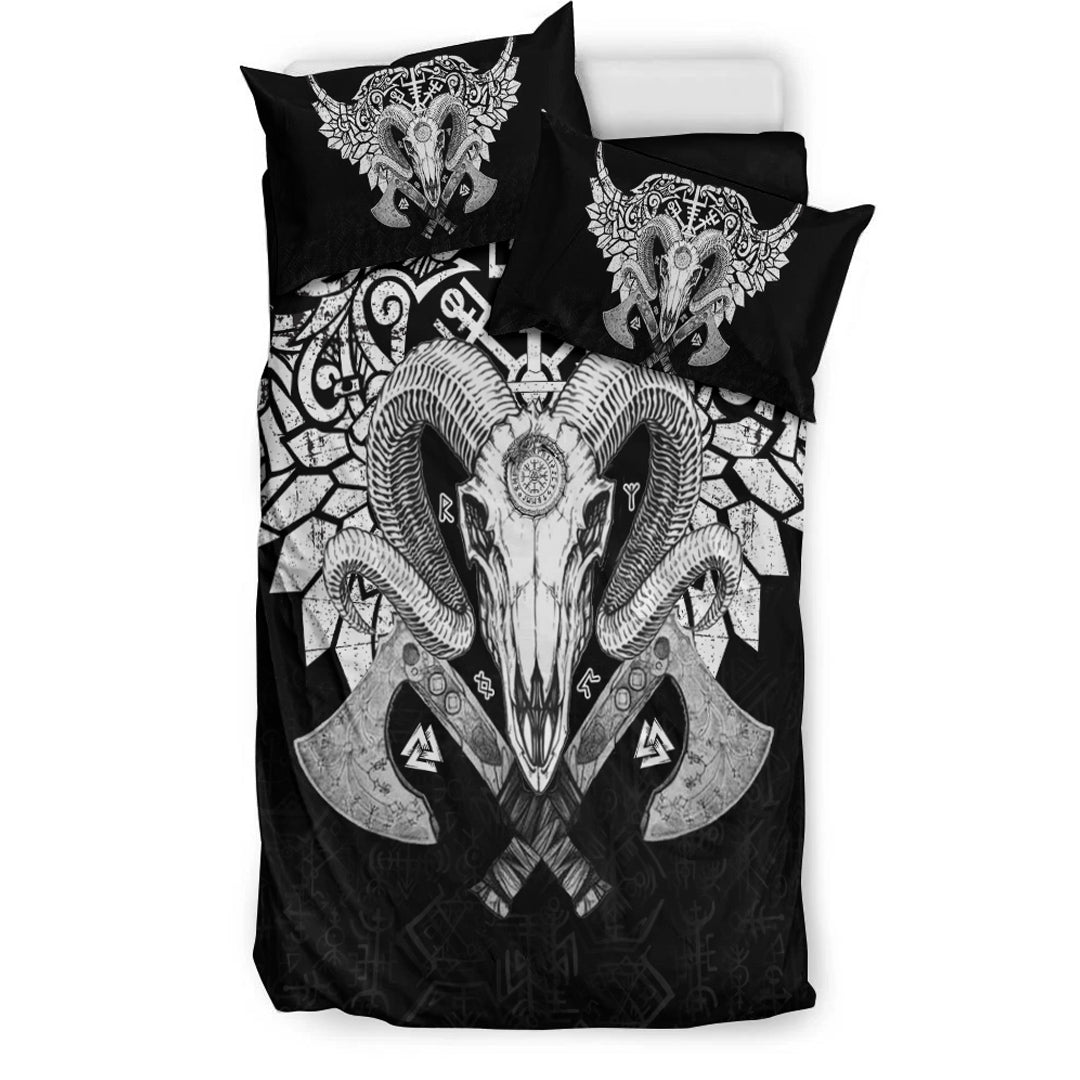 Viking Bedding Set Ram Skull