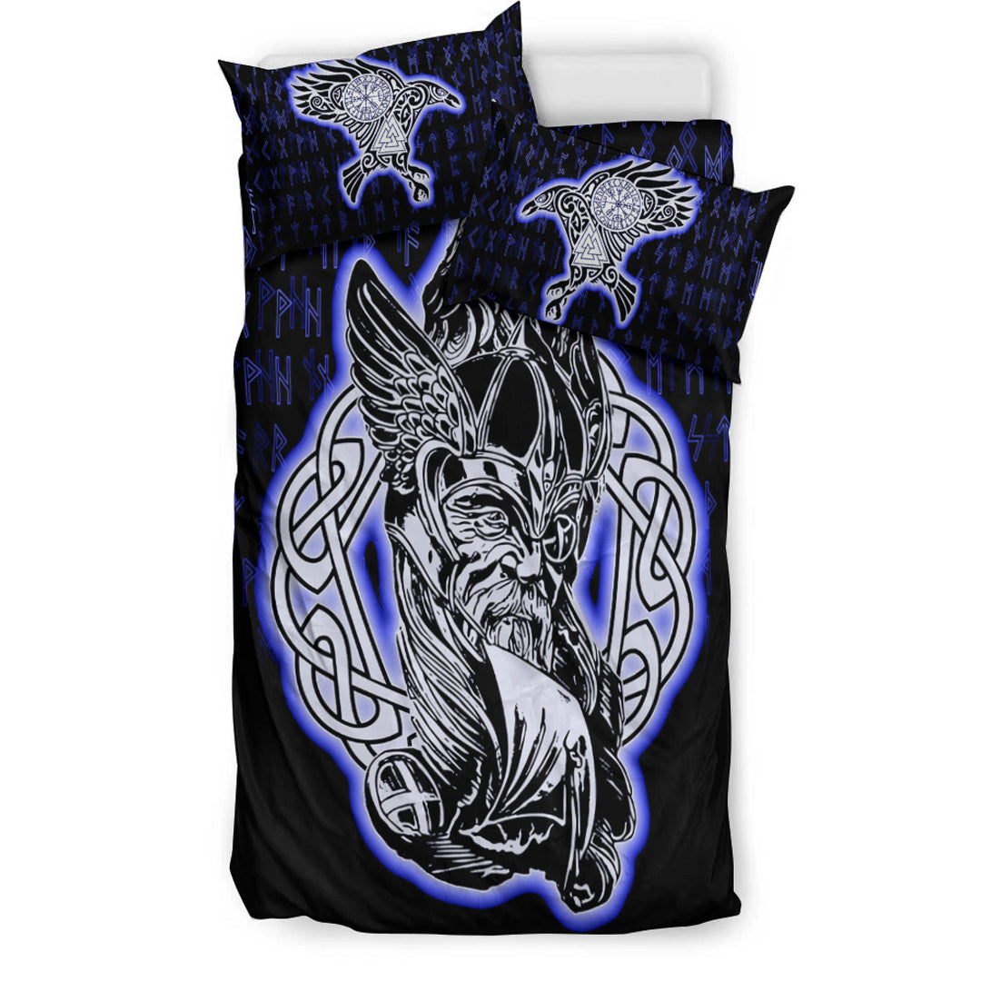 Viking Bedding Set Odin Raven Viking Set Blue