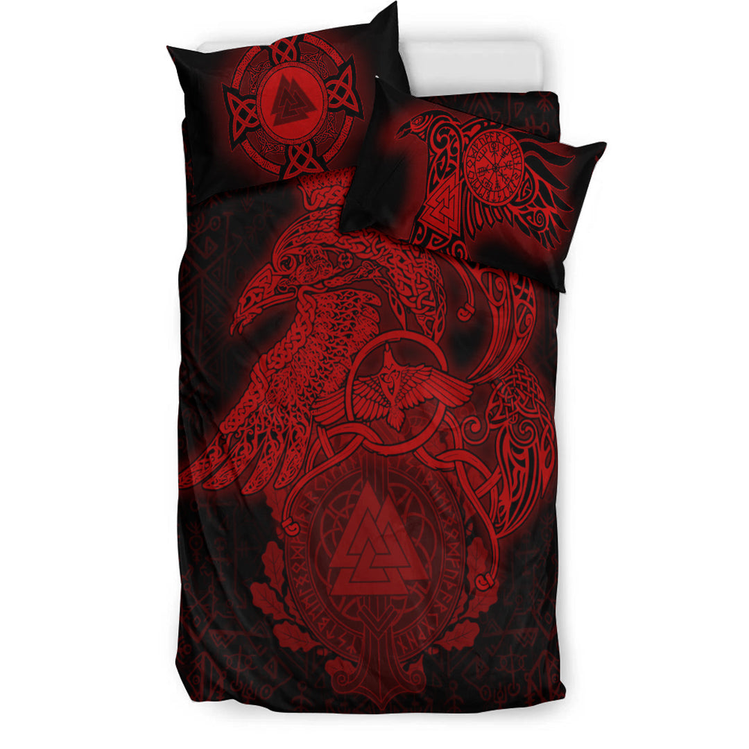 Viking Bedding Set Raven Celtic Viking Red Homeset