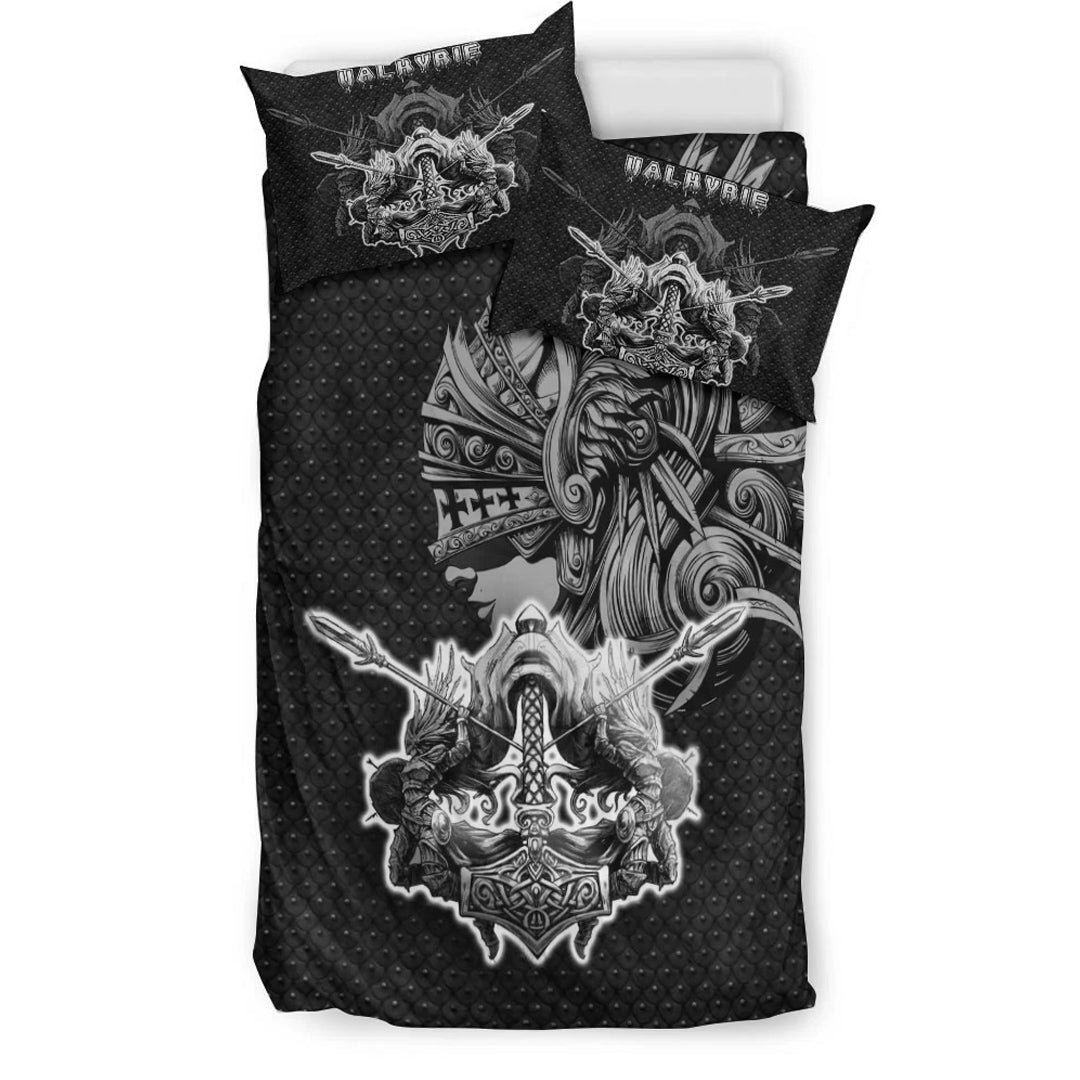 Viking Bedding Set Valkyrie Metal Background