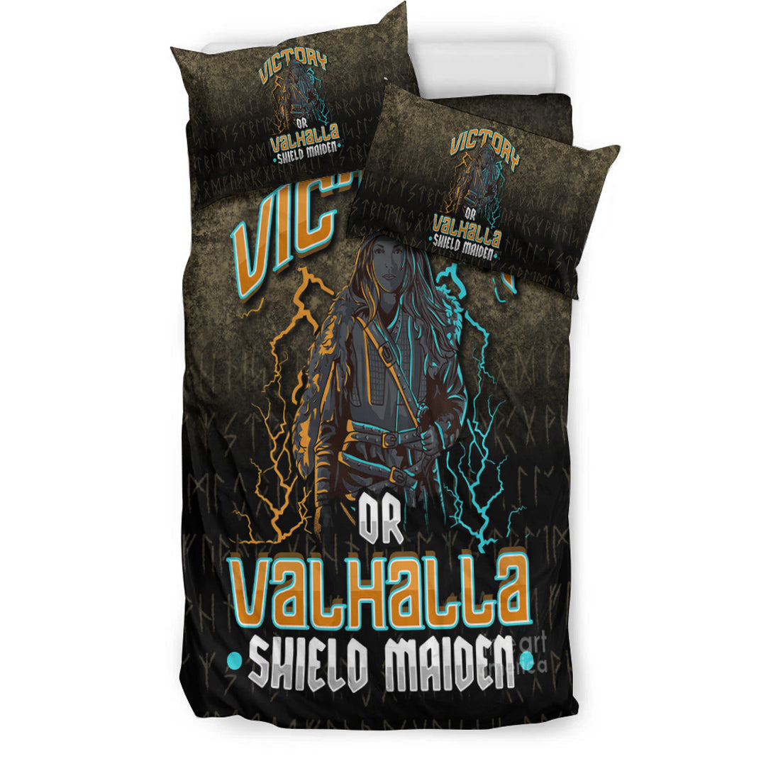 Viking Bedding Set Victory Or Valhalla Shield Maiden Female Style