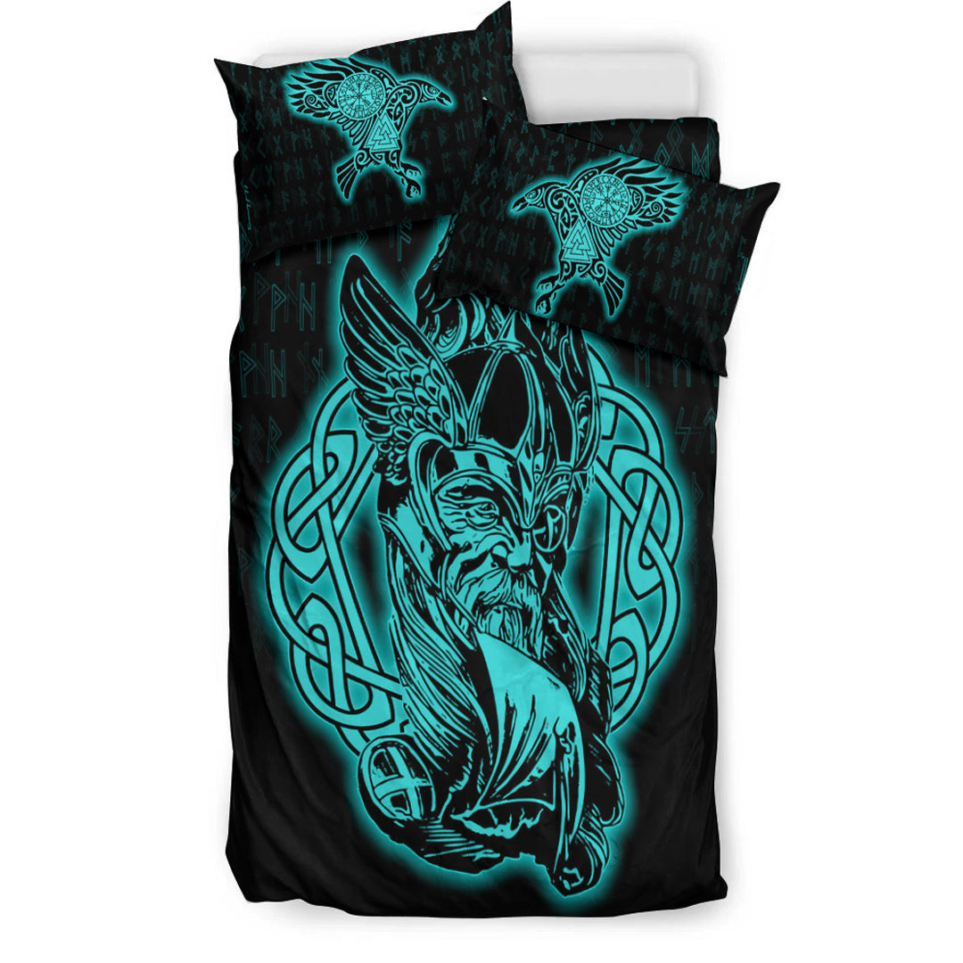 Viking Bedding Set Odin Raven Viking Set Turquoise