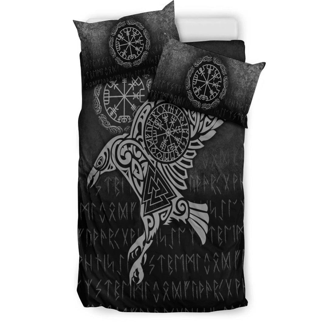 Viking Bedding Set Raven Vegvisir Tattoo Special Version