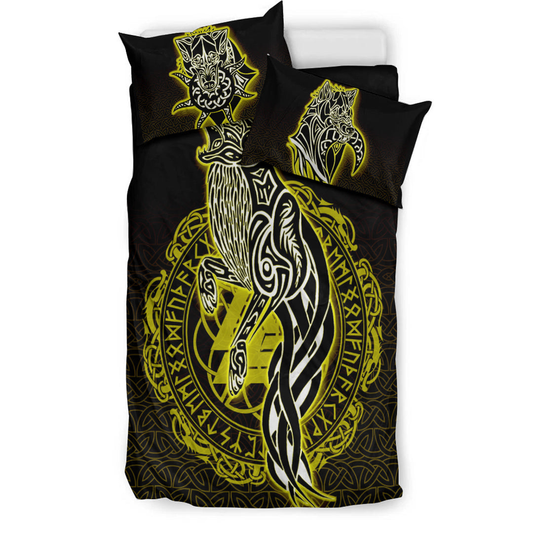 Viking Bedding Set Wolf Viking Gold