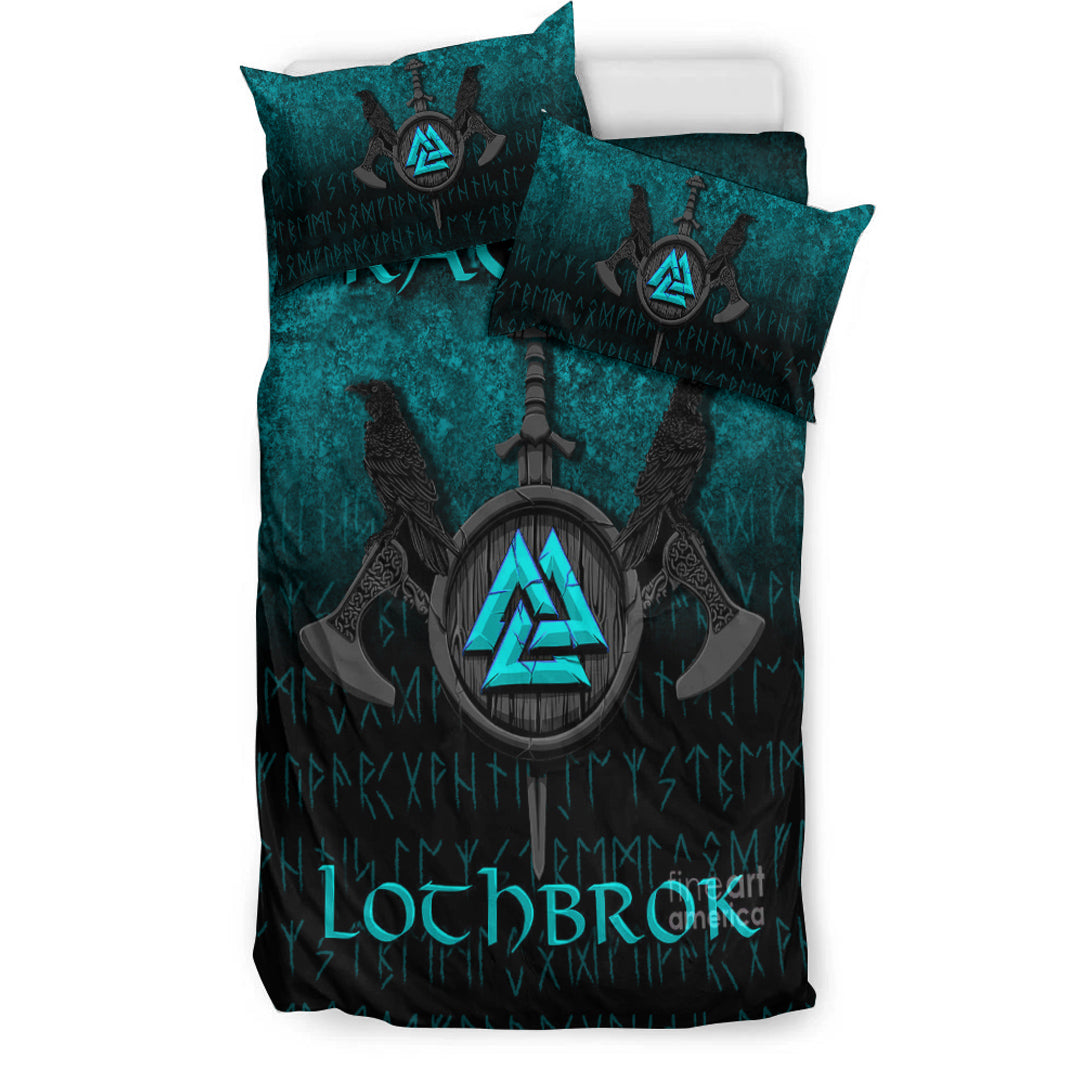 Viking Bedding Set Ragnar Lothbrok Ragnar Lodbrok Viking Warrior Cyan Version