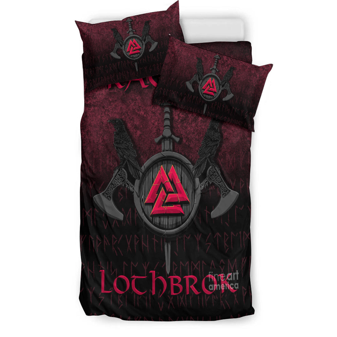 Viking Bedding Set Ragnar Lothbrok Ragnar Lodbrok Viking Warrior Red Version