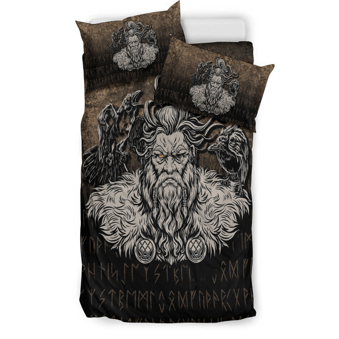 Viking Bedding Set Norse Viking Mythology Allfather Odin Huginn Muninn