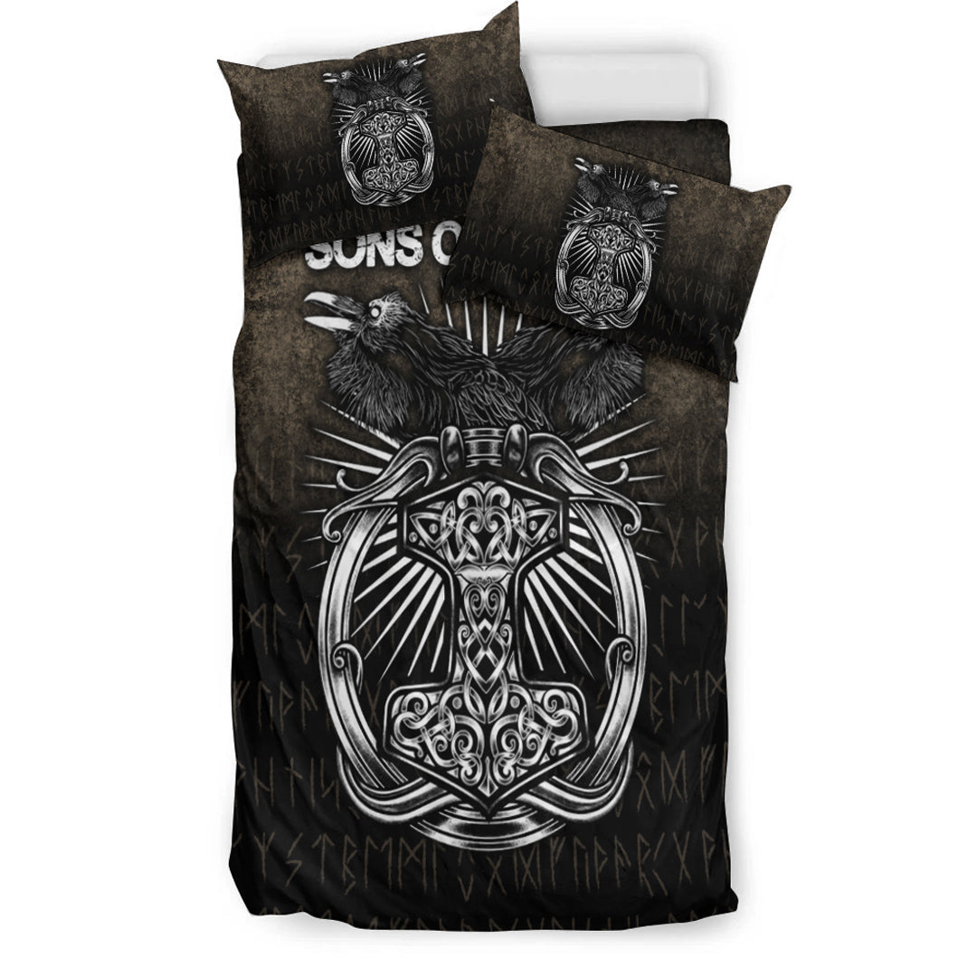 Viking Bedding Set Vikings Ravens Mjolnir