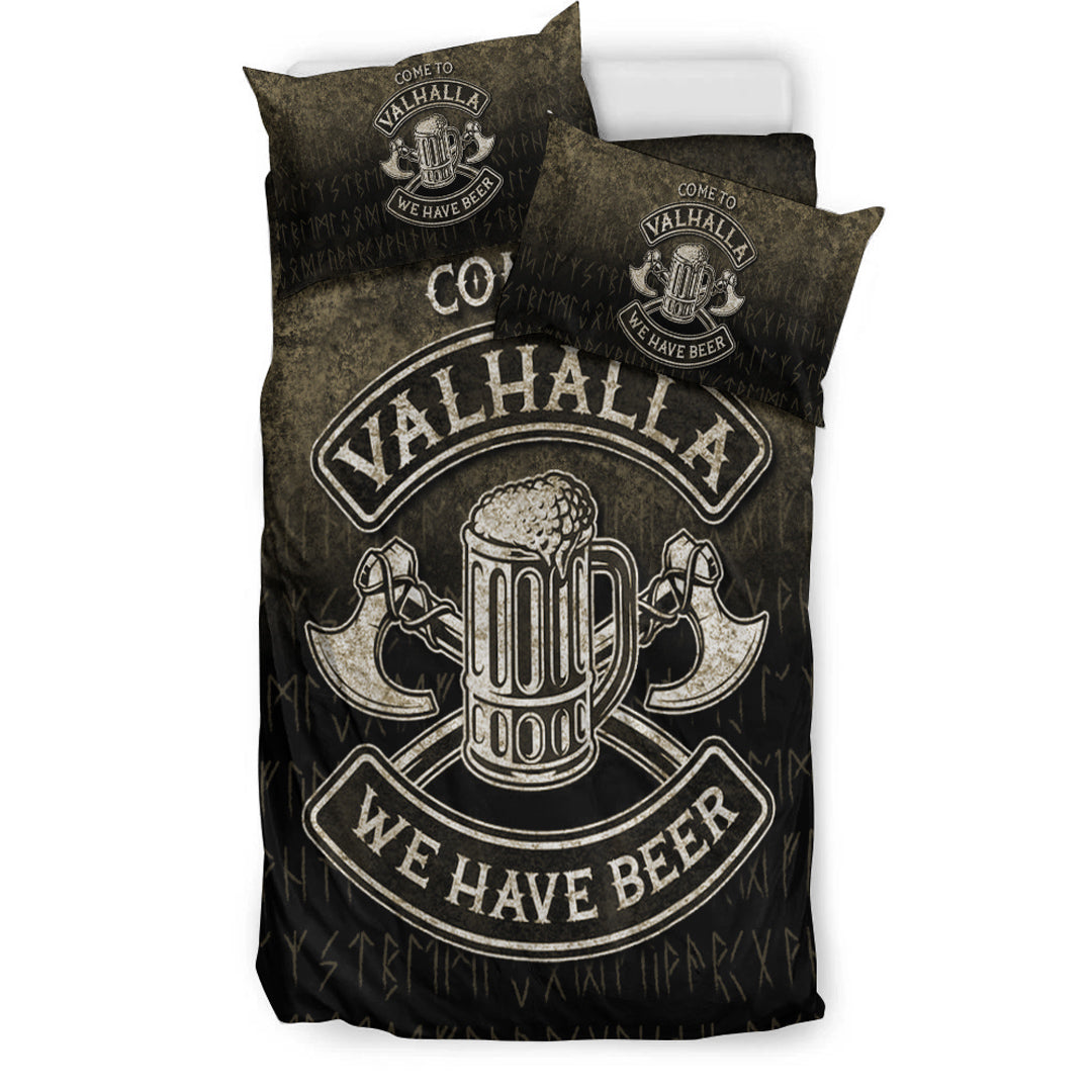 Viking Bedding Set Come To Valhalla We Have Beer Funny Nordic Style