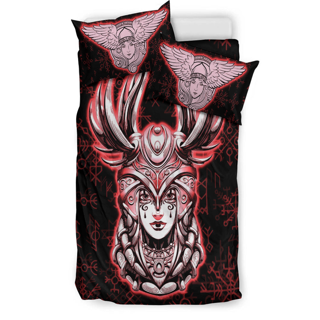 Viking Bedding Set Viking Valkyrie Red