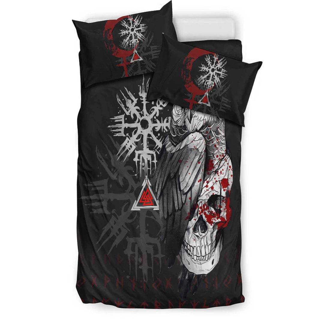 Viking Bedding Set Viking Owl Skull Blood Style