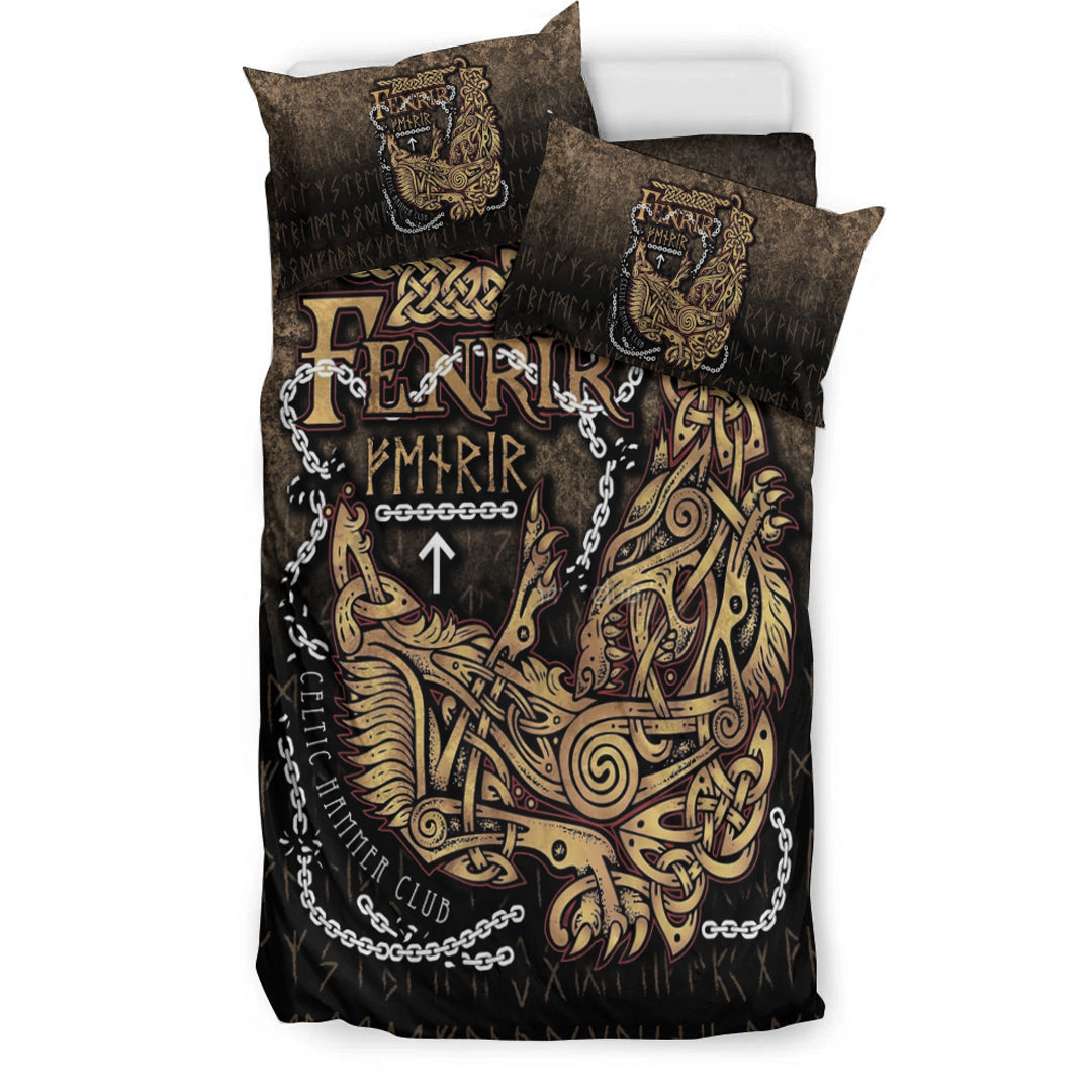 Viking Bedding Set Fenrir Ragnarok Viking Monster Wolf