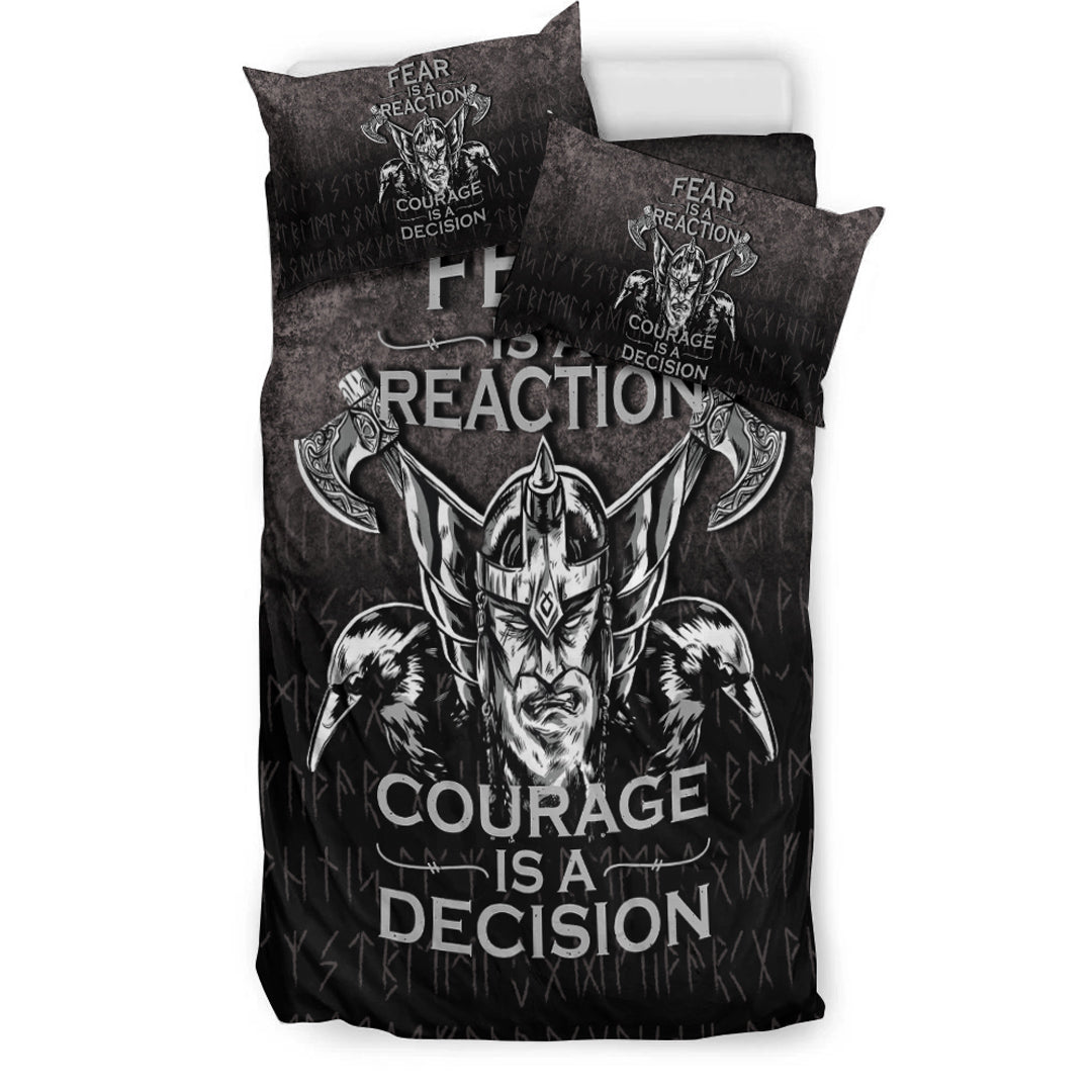 Viking Bedding Set Fear Is A Reaction Courage Is A Decision