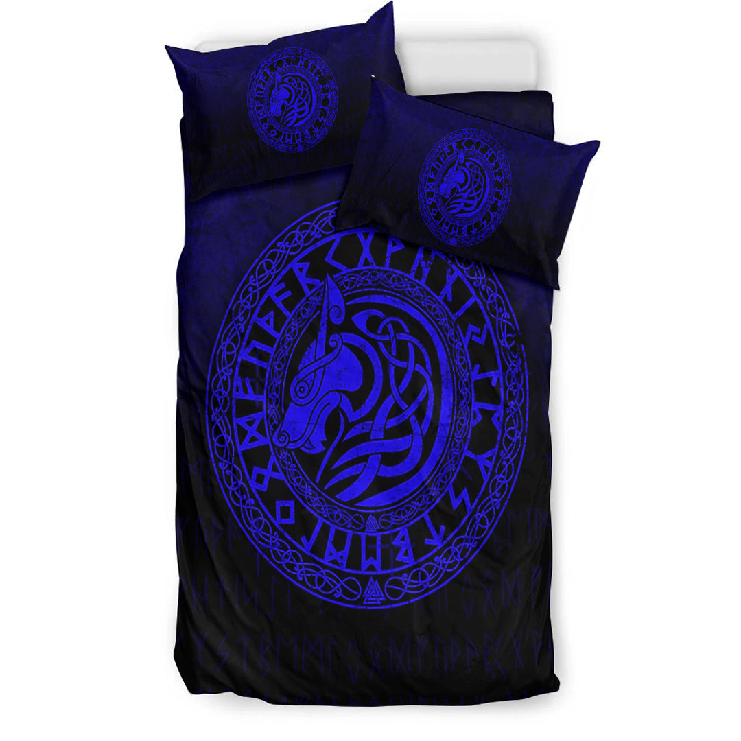 Viking Bedding Set Viking Wolf Blue Version