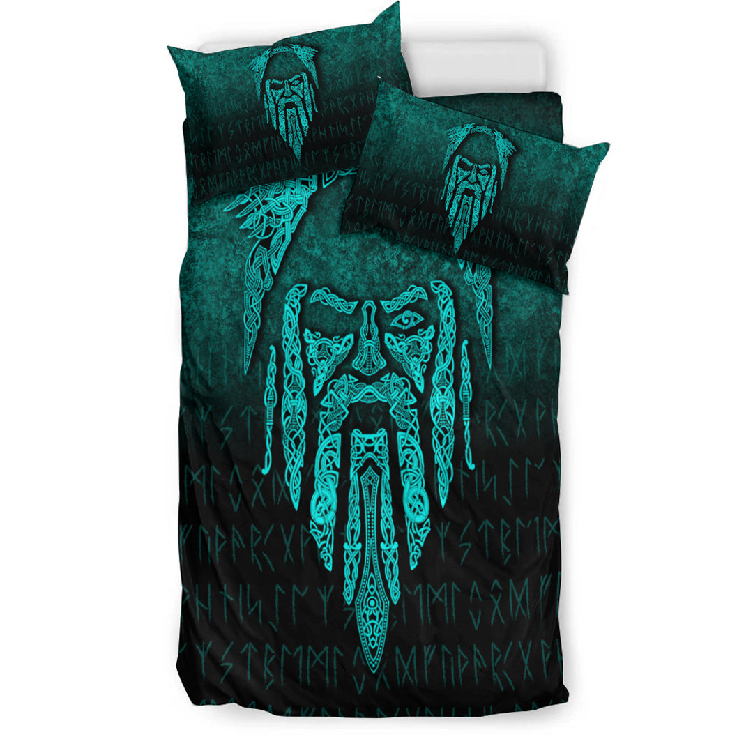 Viking Bedding Set Eye of Odin Cyan Version