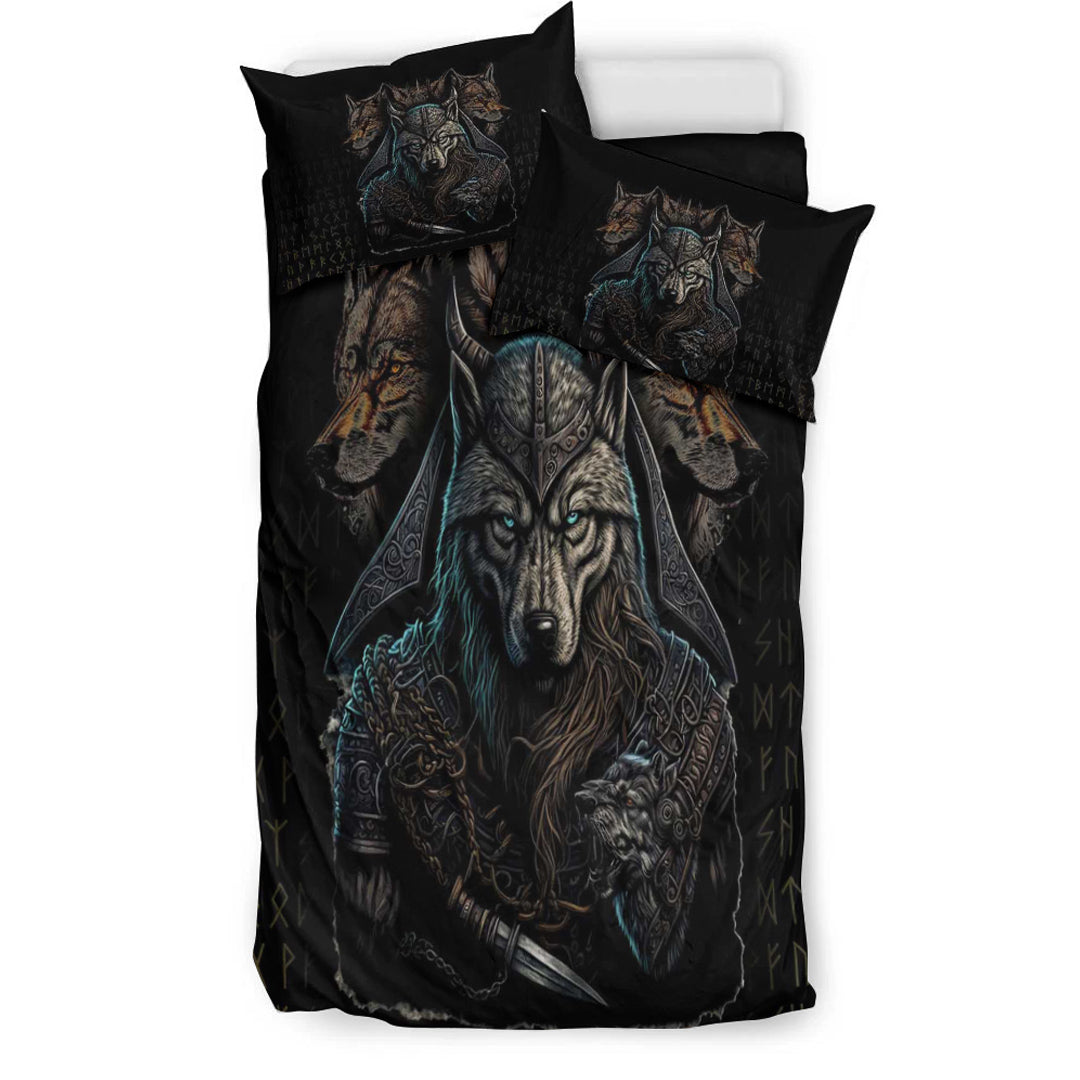 Viking Bedding Set Viking Wolf Warriors 3D