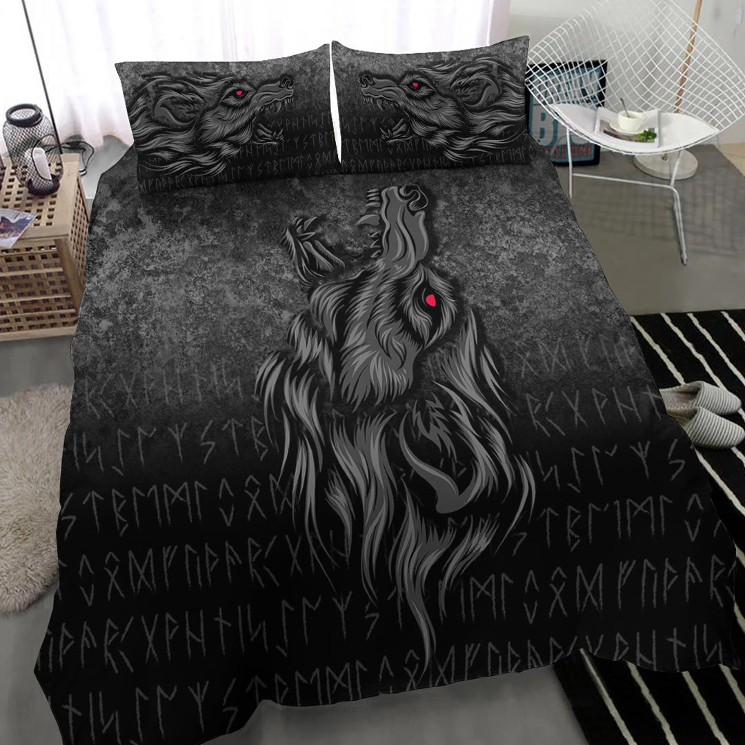 Viking Bedding Set Viking Fenrir Wolf Howls To The Gods