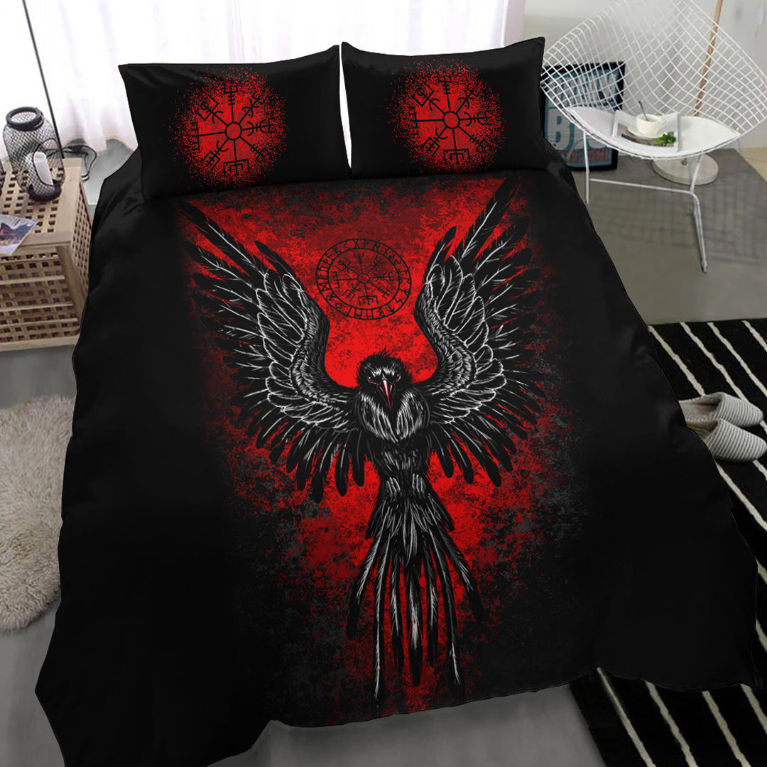 Viking Bedding Set Vegvisir Raven Blood