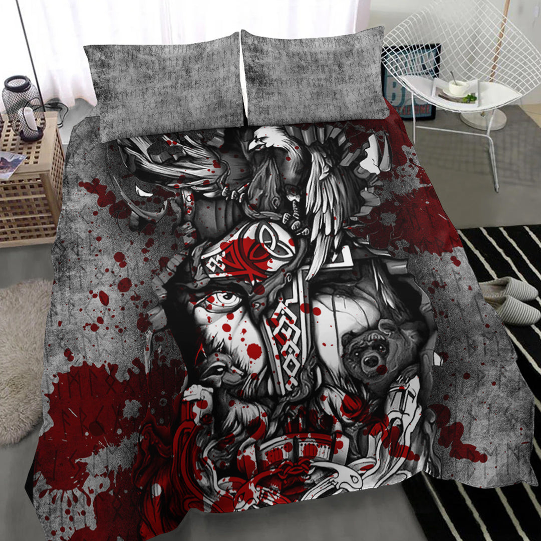 Viking Bedding Set Viking Odin Wolf Bear Raven Blood