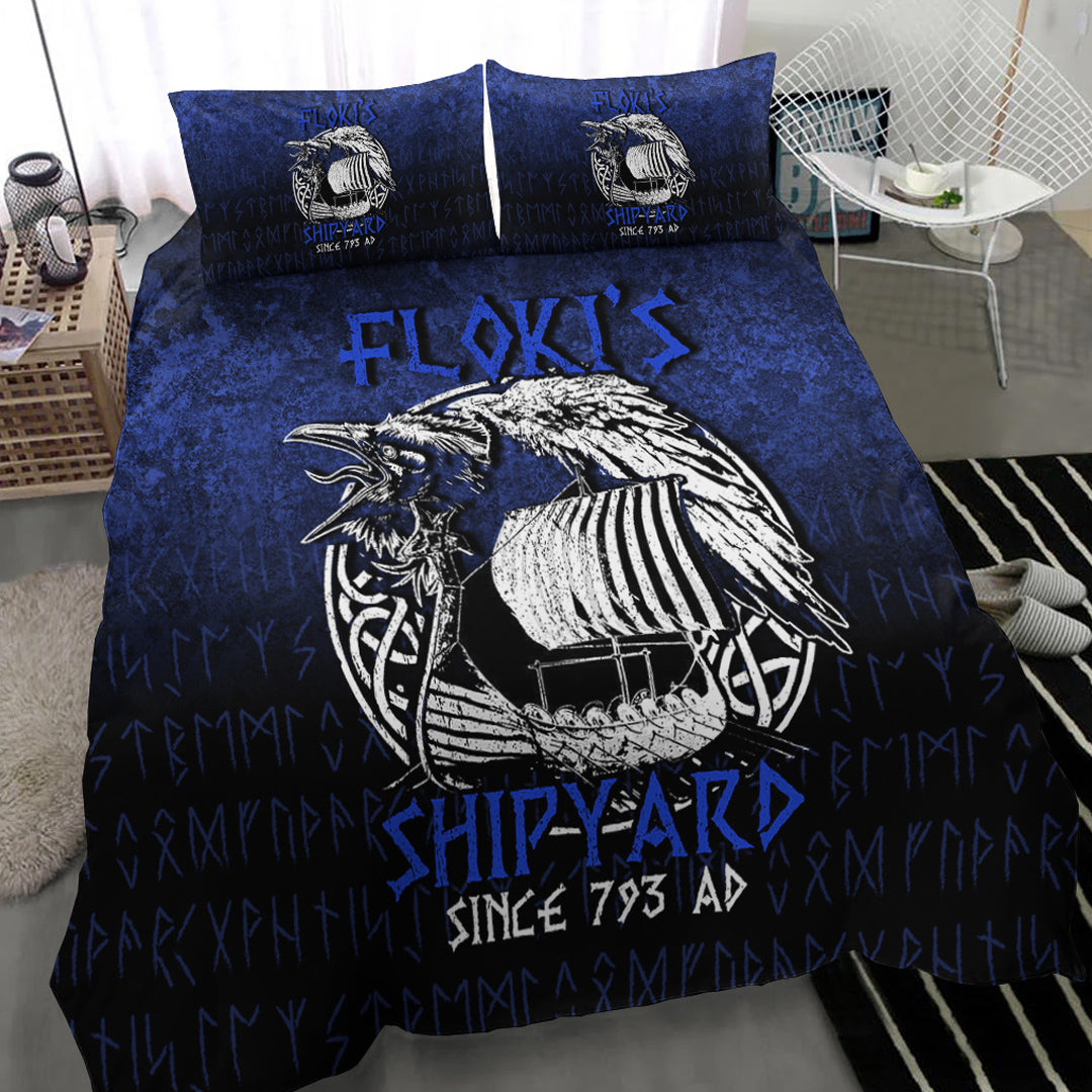 Viking Bedding Set Kattegat Longboat Raven Norse Mythology Flokis Shipyard