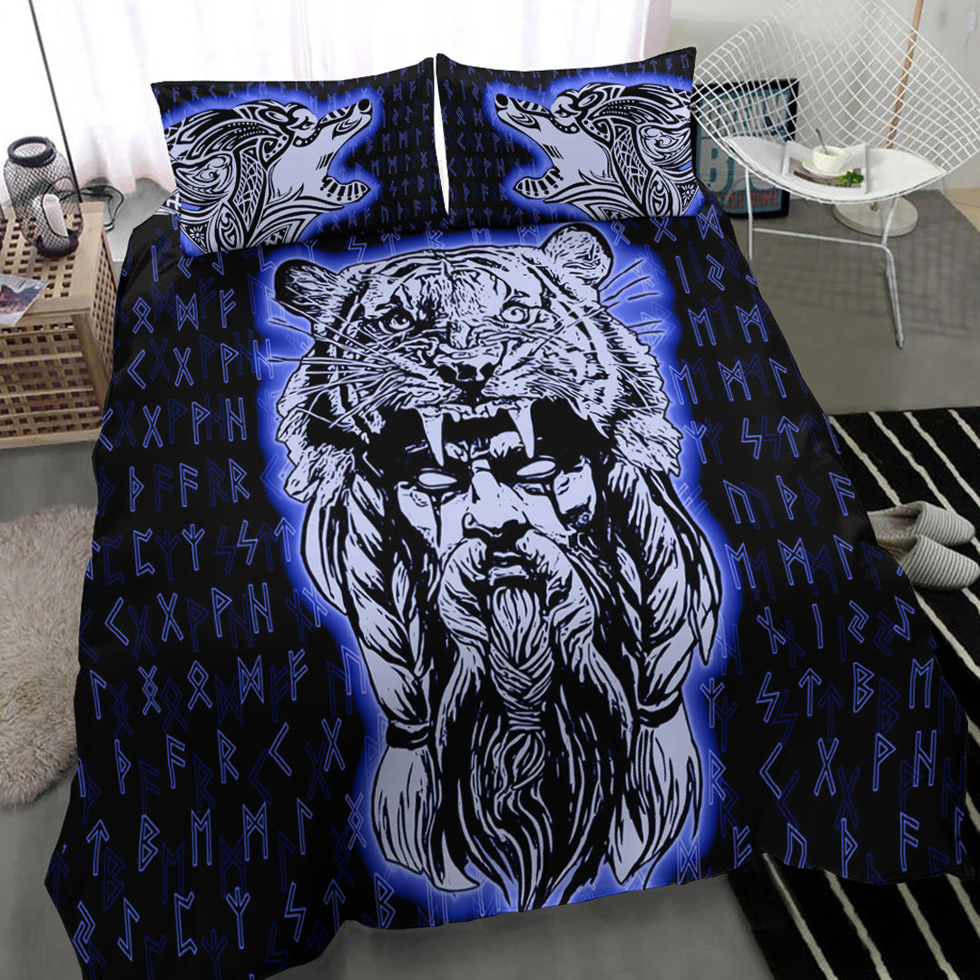 Viking Bedding Set Wolf Odin Viking Set Blue