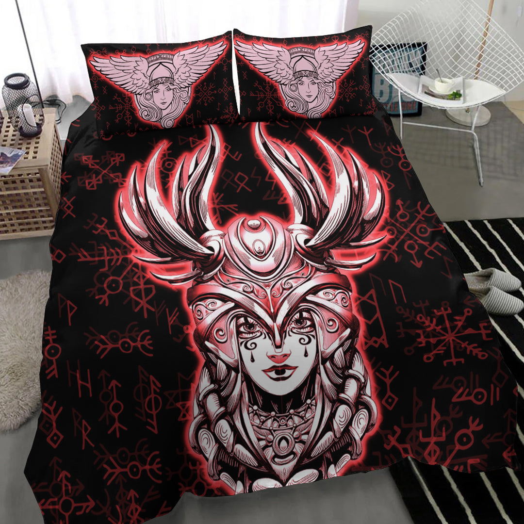 Viking Bedding Set Viking Valkyrie Red