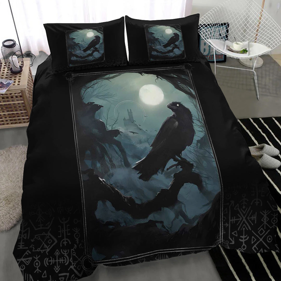 Viking Bedding Set Raven and Viking Gothic Style