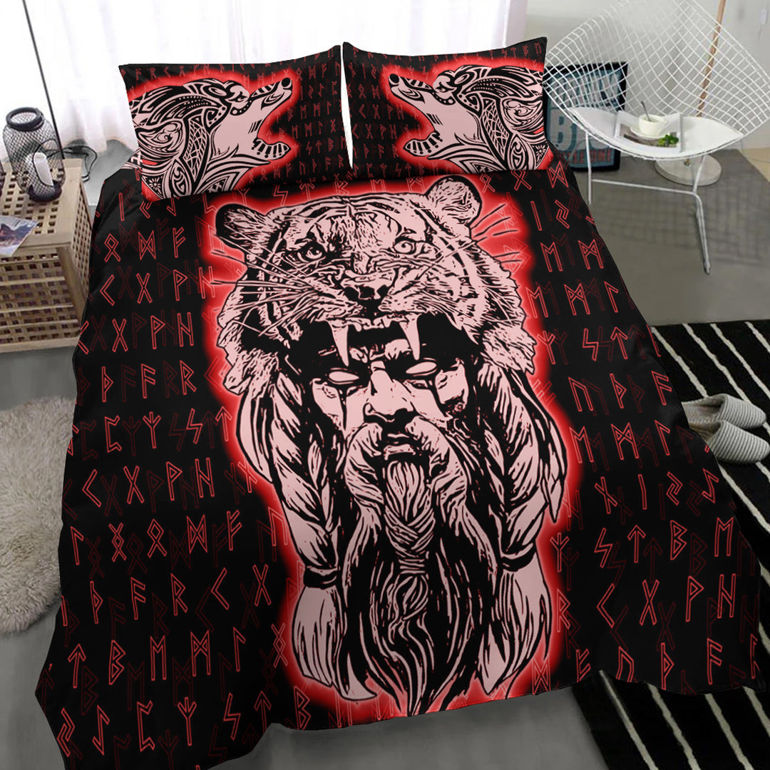 Viking Bedding Set Wolf Odin Viking Set Red