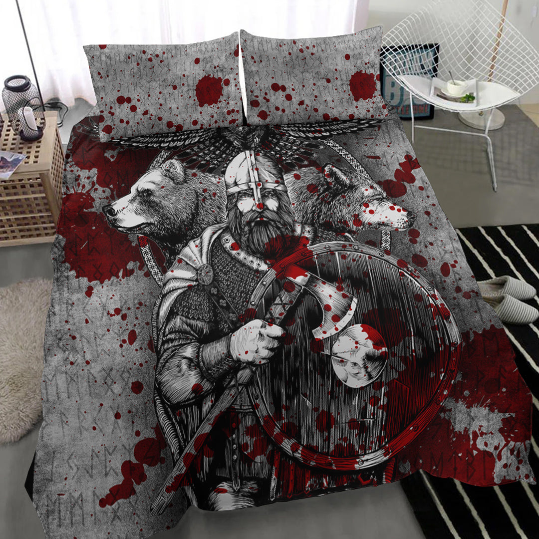 Viking Bedding Set Viking Odin Bear Raven Wolf Blood