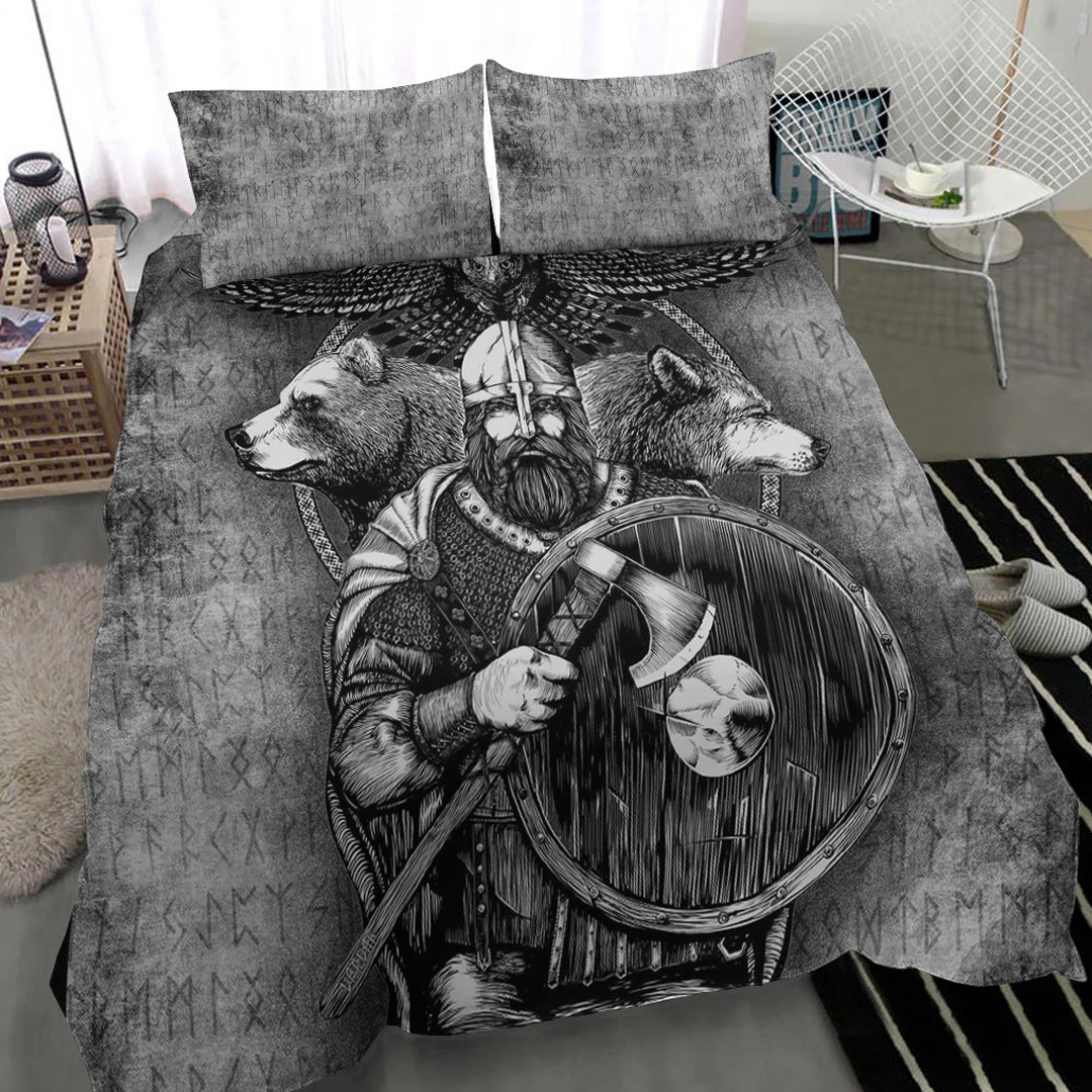 Viking Bedding Set Viking Odin Bear Raven Wolf