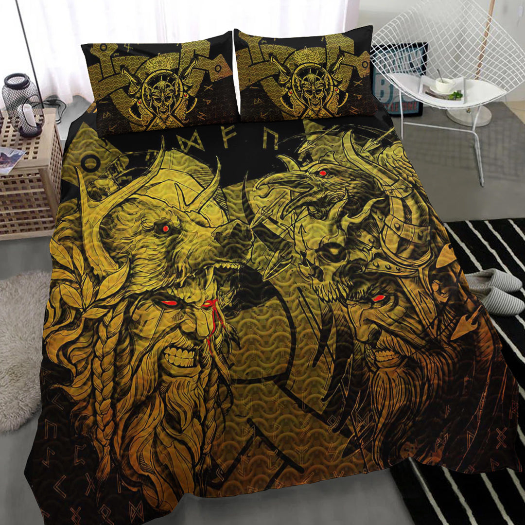 Viking Bedding Set Norse Warrior Berserker Gold