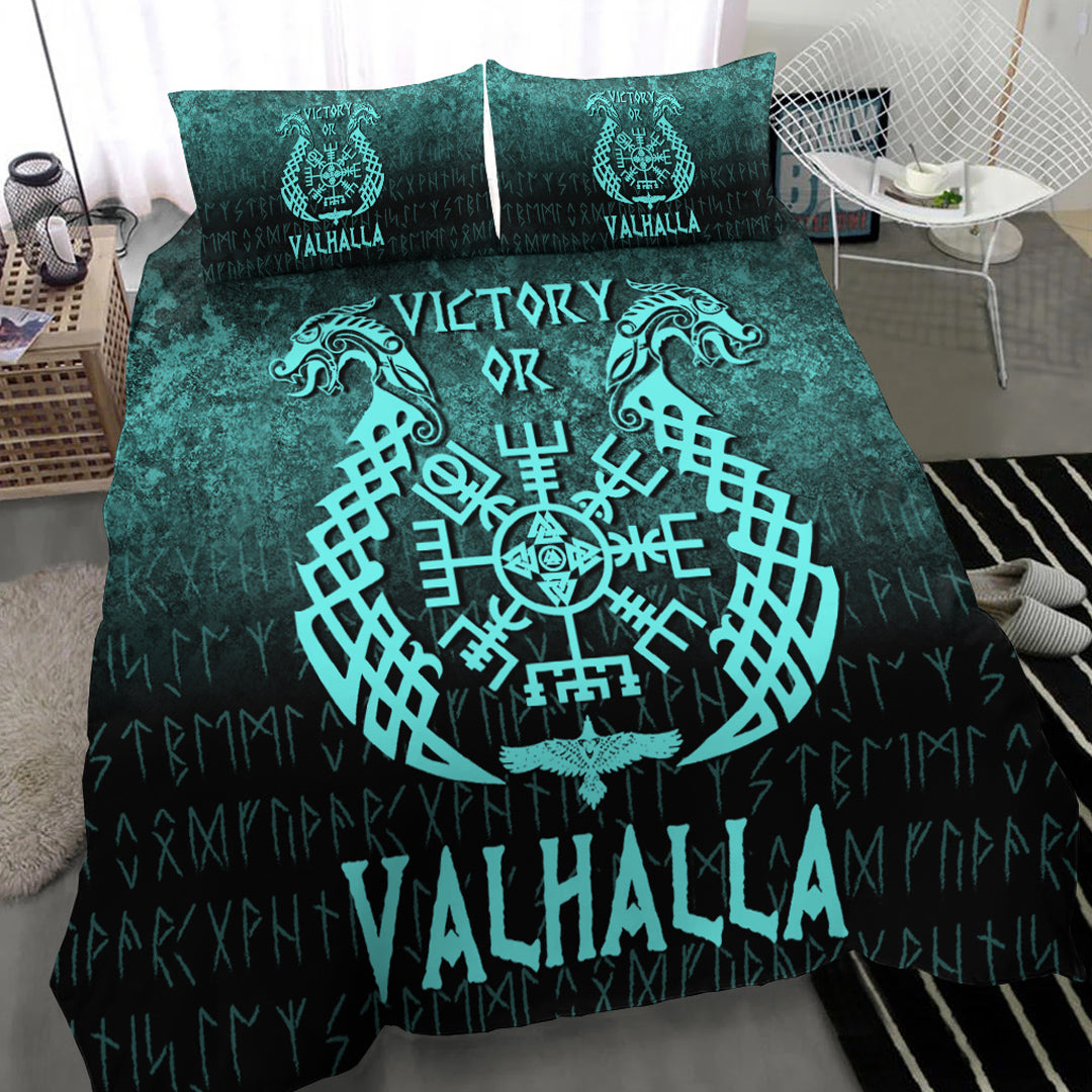 Viking Bedding Set Victory or Valhalla Cyan Version