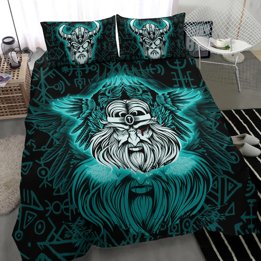 Viking Bedding Set Viking Odin Turquoise