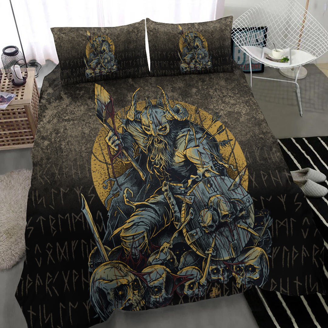 Viking Bedding Set Viking Warrior with Skulls