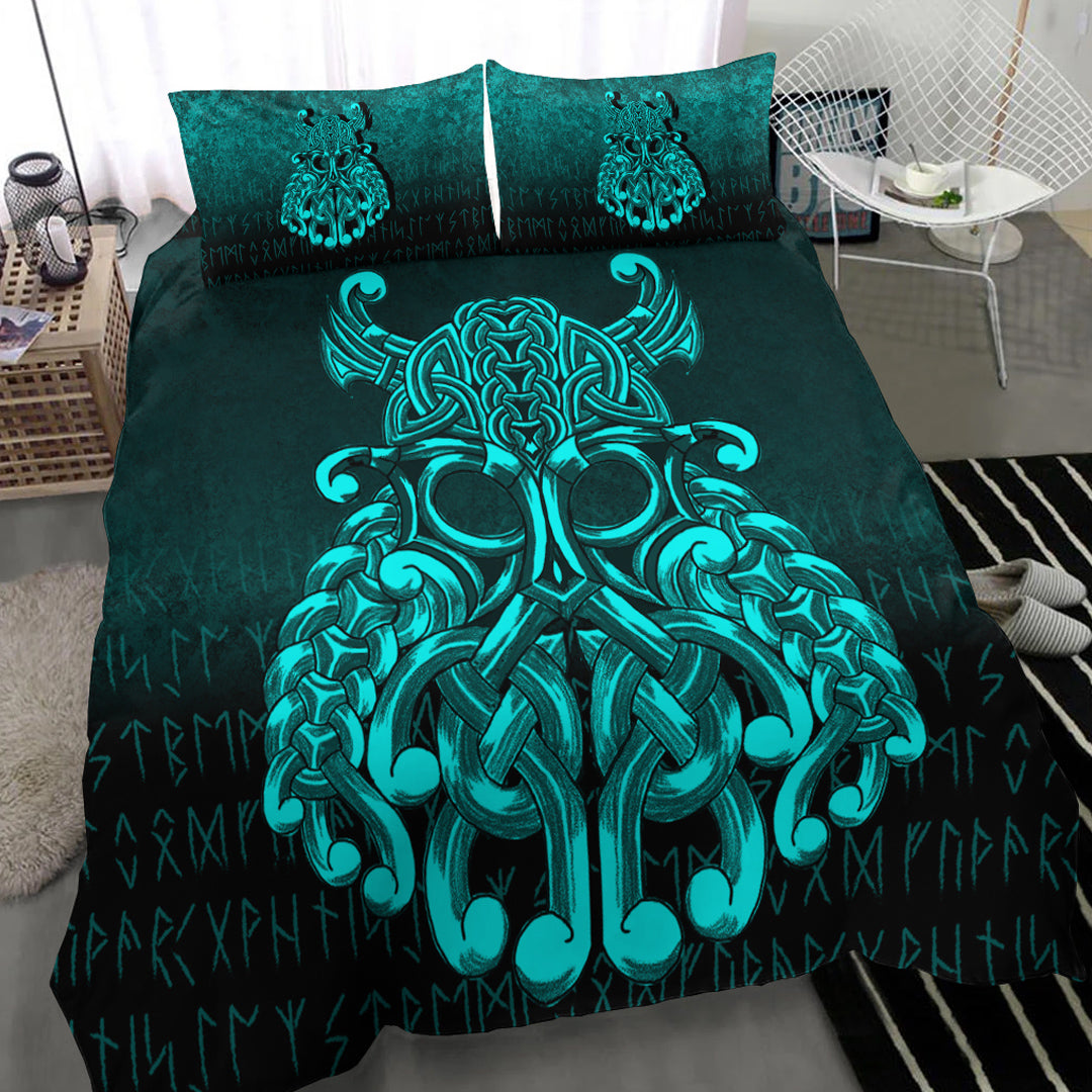 Viking Bedding Set Vikings Odin Valhalla Cyan Version