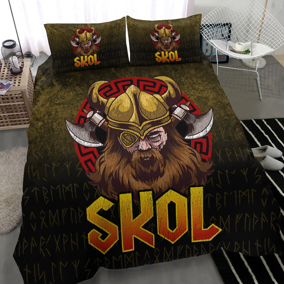 Viking Bedding Set Skol Viking Beer Norse Mythology Warrior Drinking