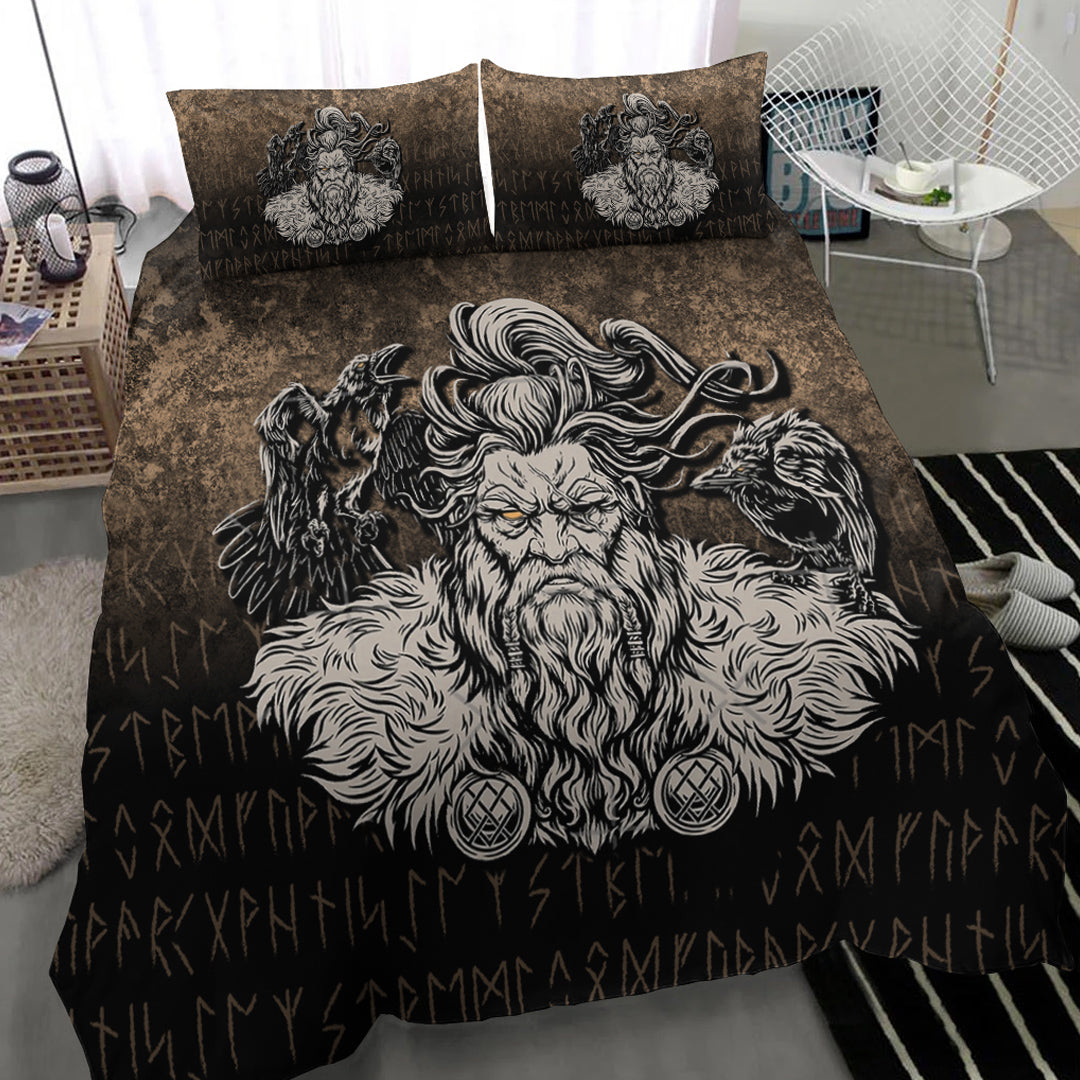 Viking Bedding Set Norse Viking Mythology Allfather Odin Huginn Muninn