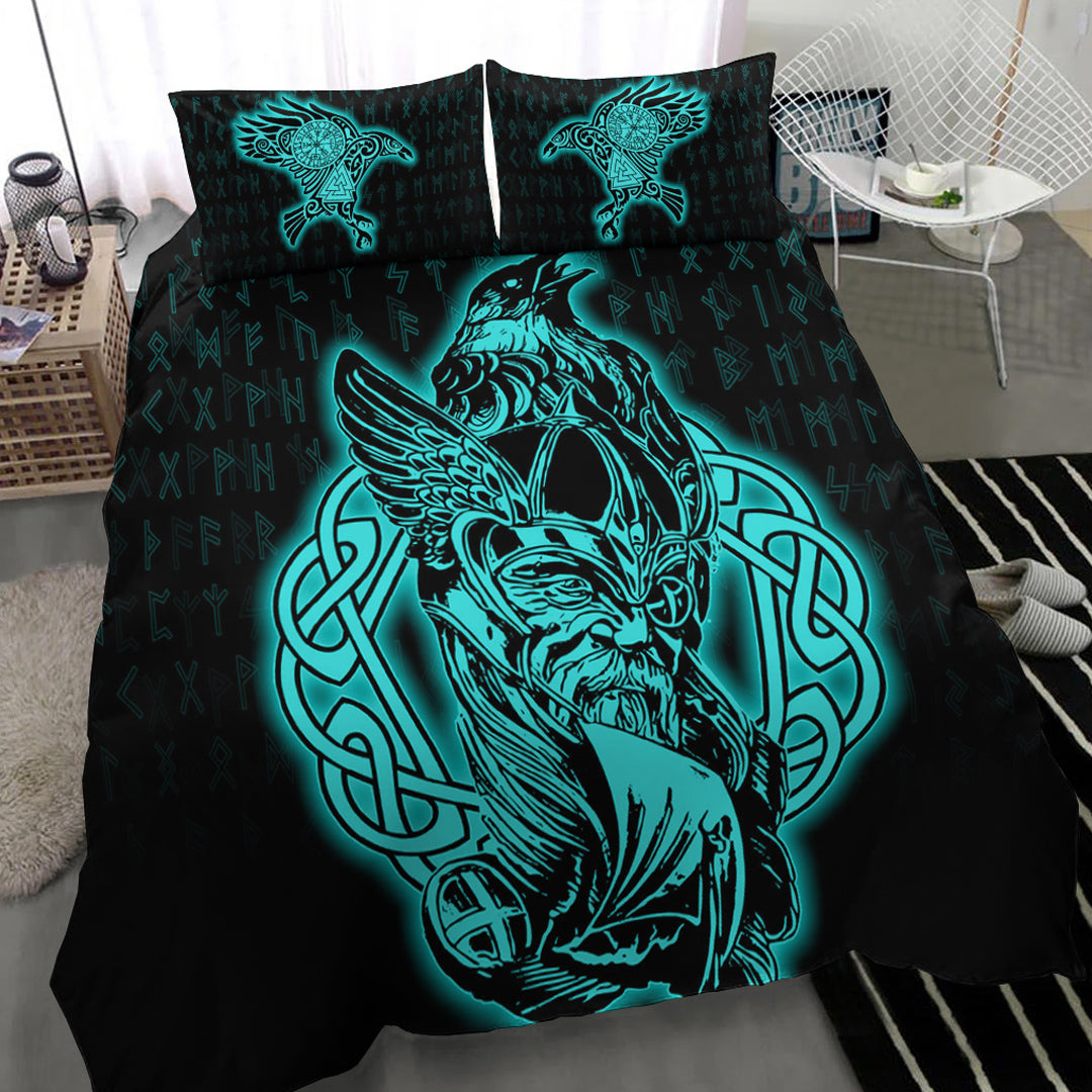 Viking Bedding Set Odin Raven Viking Set Turquoise