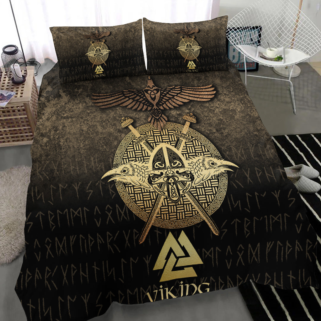 Viking Bedding Set Vikings Golden Raven