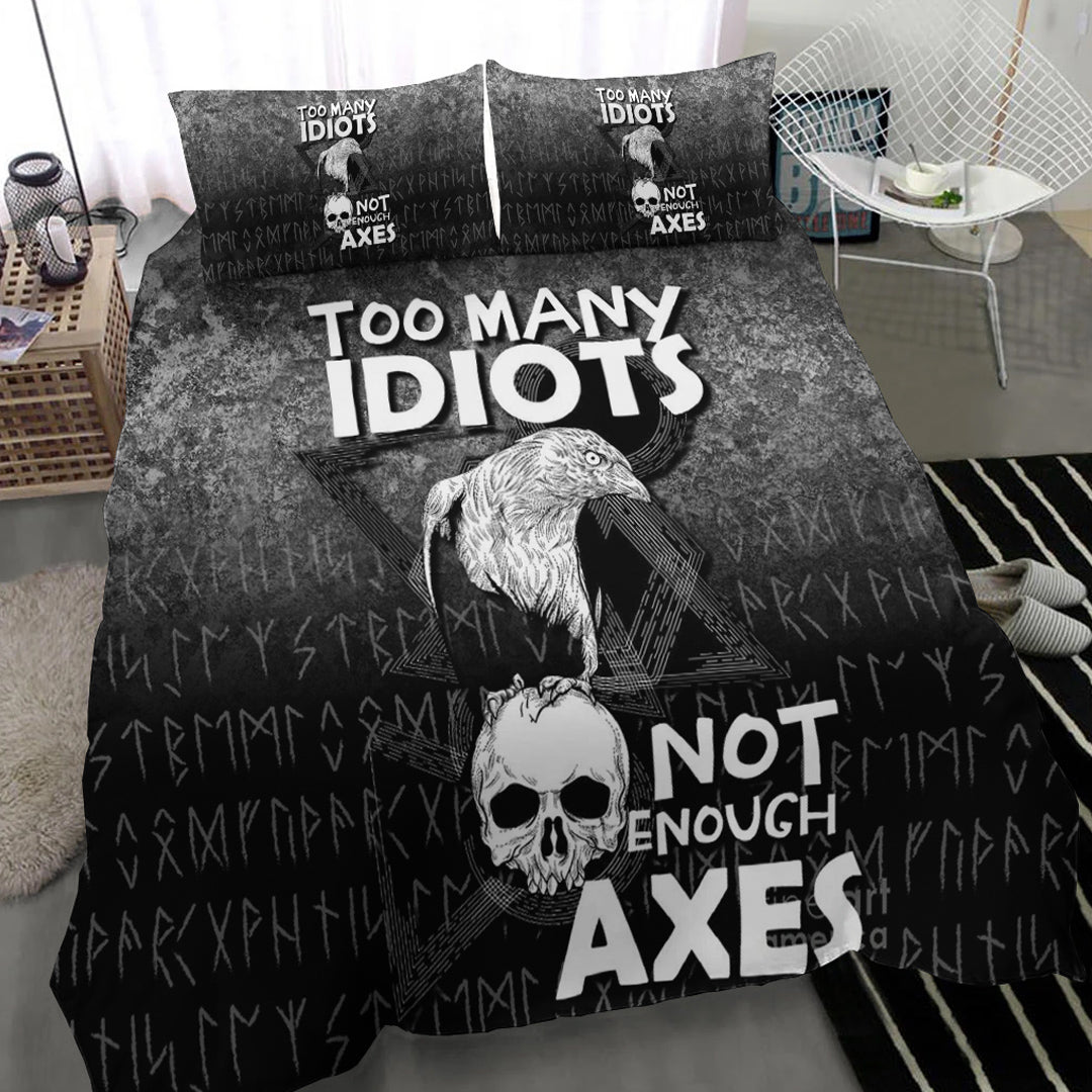 Viking Bedding Set Too Many Idiots Not Enough Axes Style