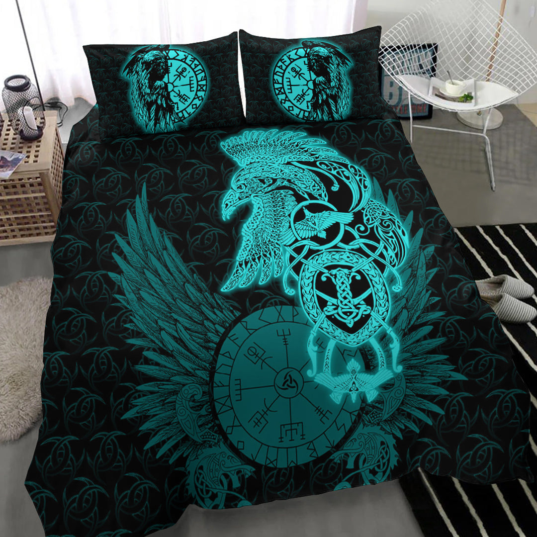 Viking Bedding Set Raven Ving Turquoise