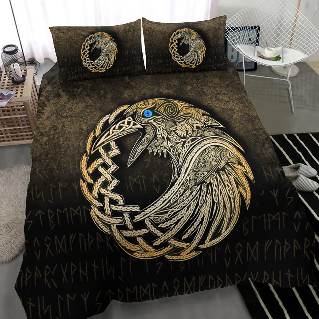 Viking Bedding Set Vikings Raven Gold Version