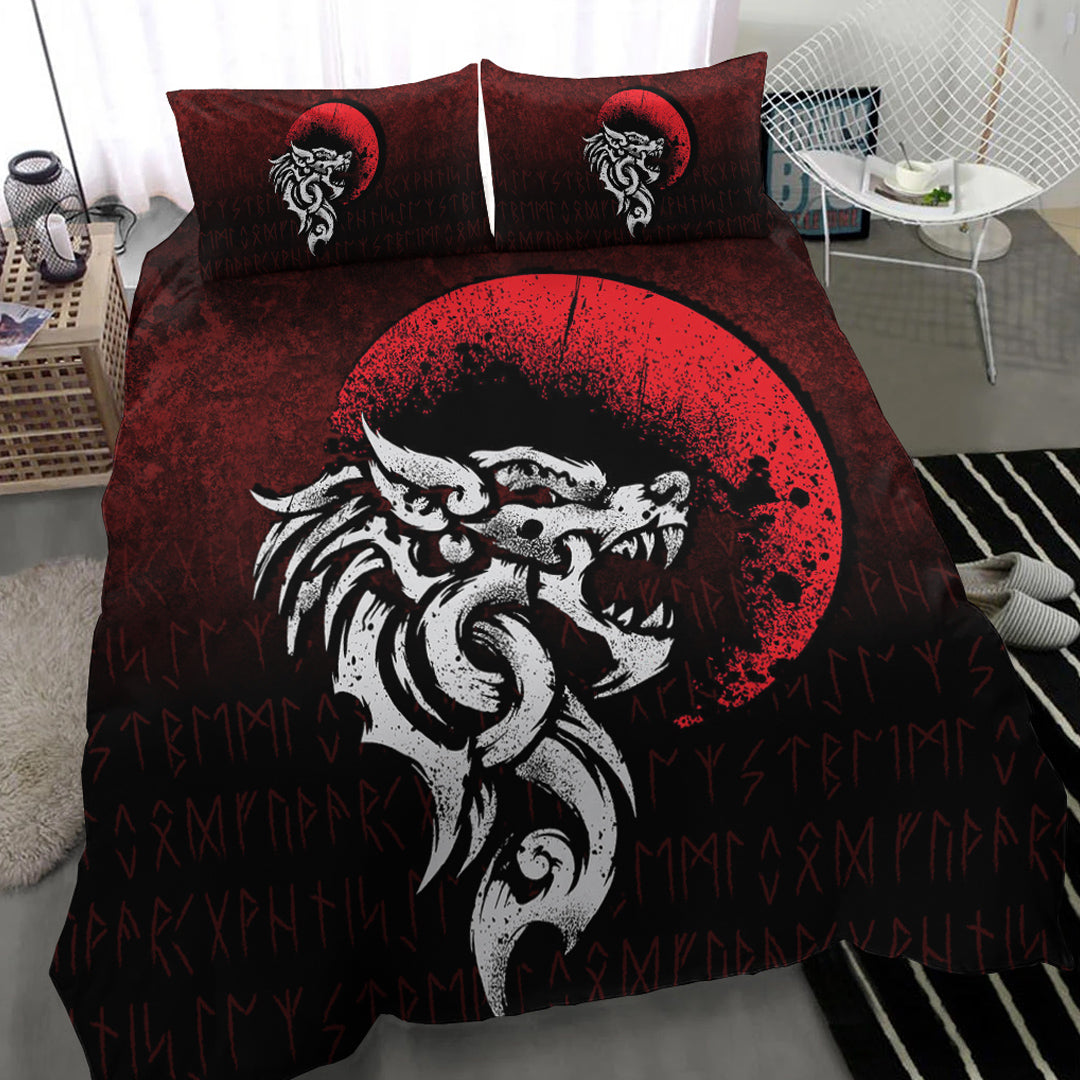 Viking Bedding Set Viking Fenrir Monstrous Wolf Norse