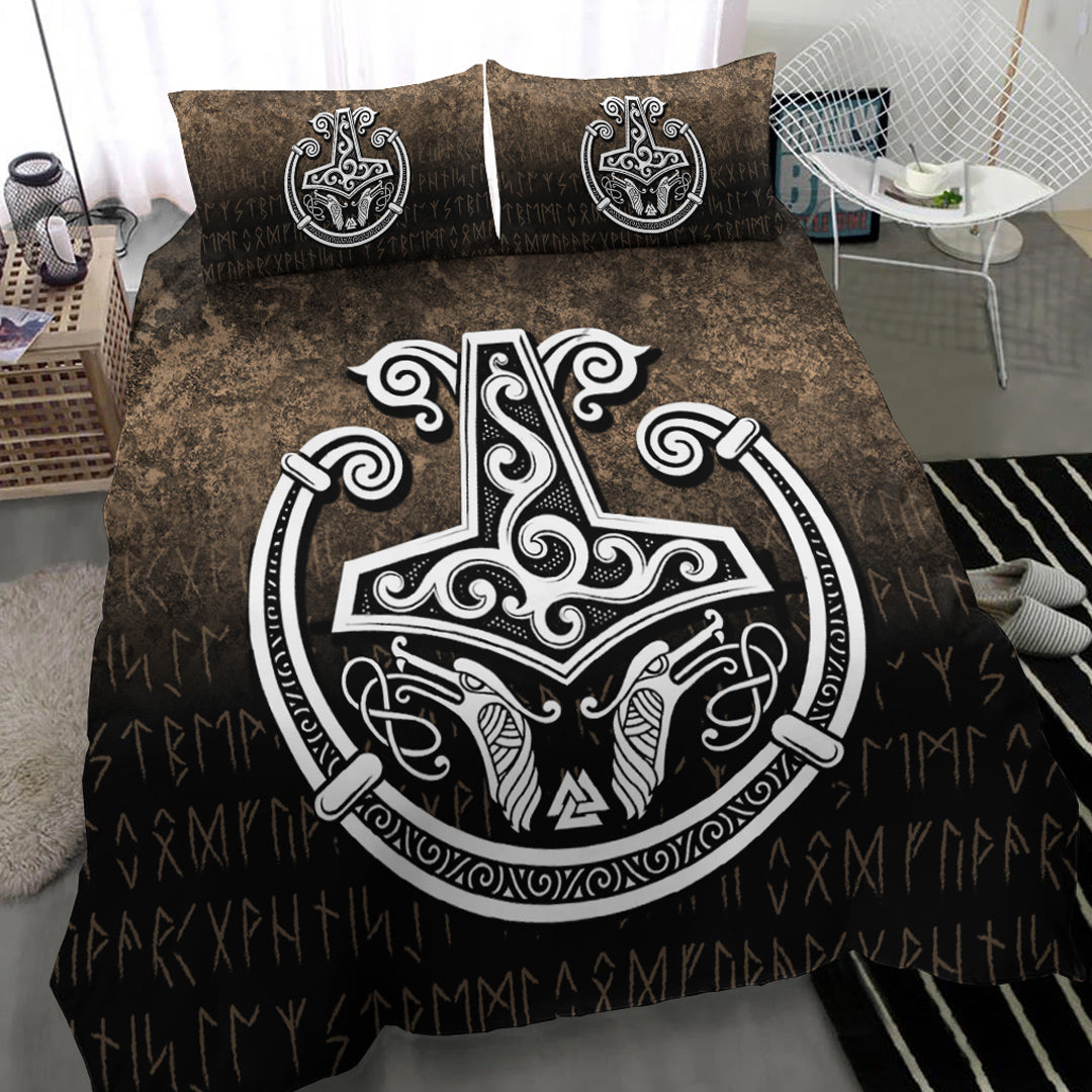 Viking Bedding Set Thors Hammer Mjolnir Viking Torc Norse Pagan