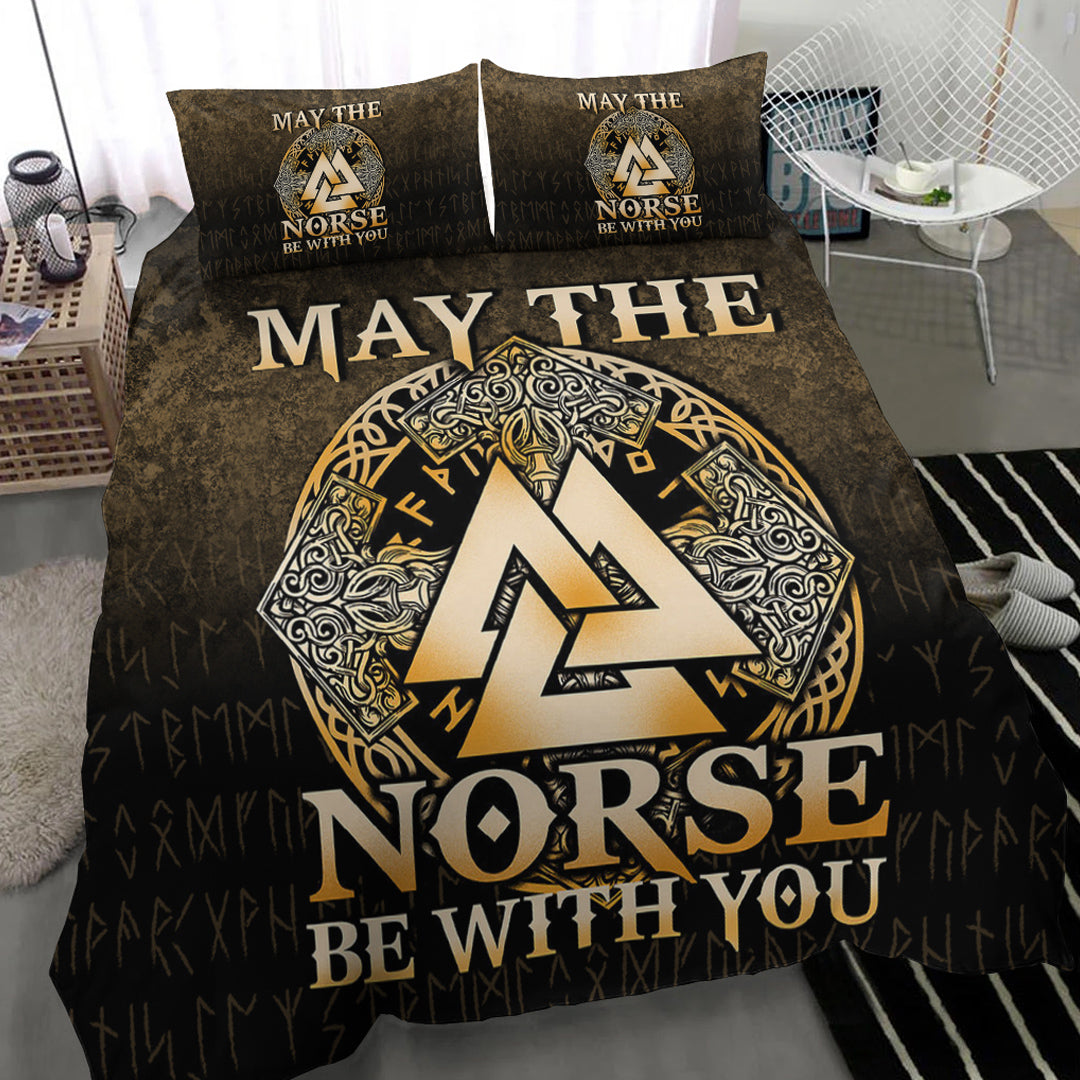 Viking Bedding Set May The Norse Be With You Viking Gold Version