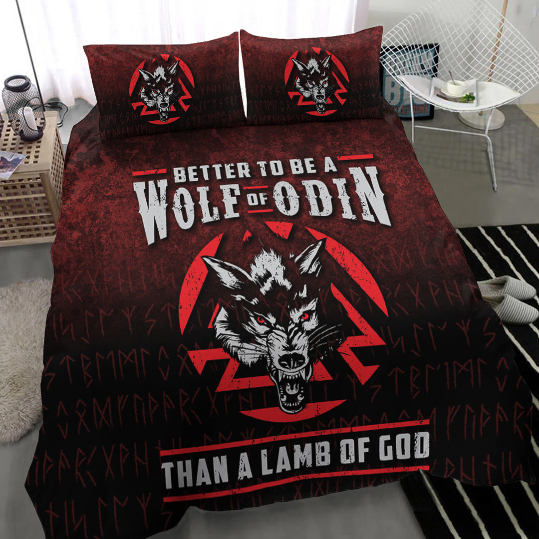 Viking Bedding Set Better To Be A Wolf Of Odin Than A Lamb Of God Ver01