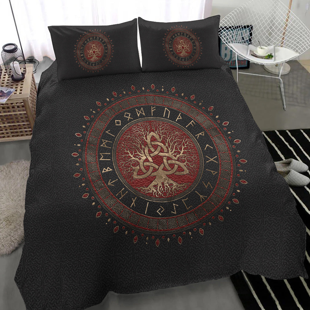 Viking Bedding Set Tree of Life with Triquetra