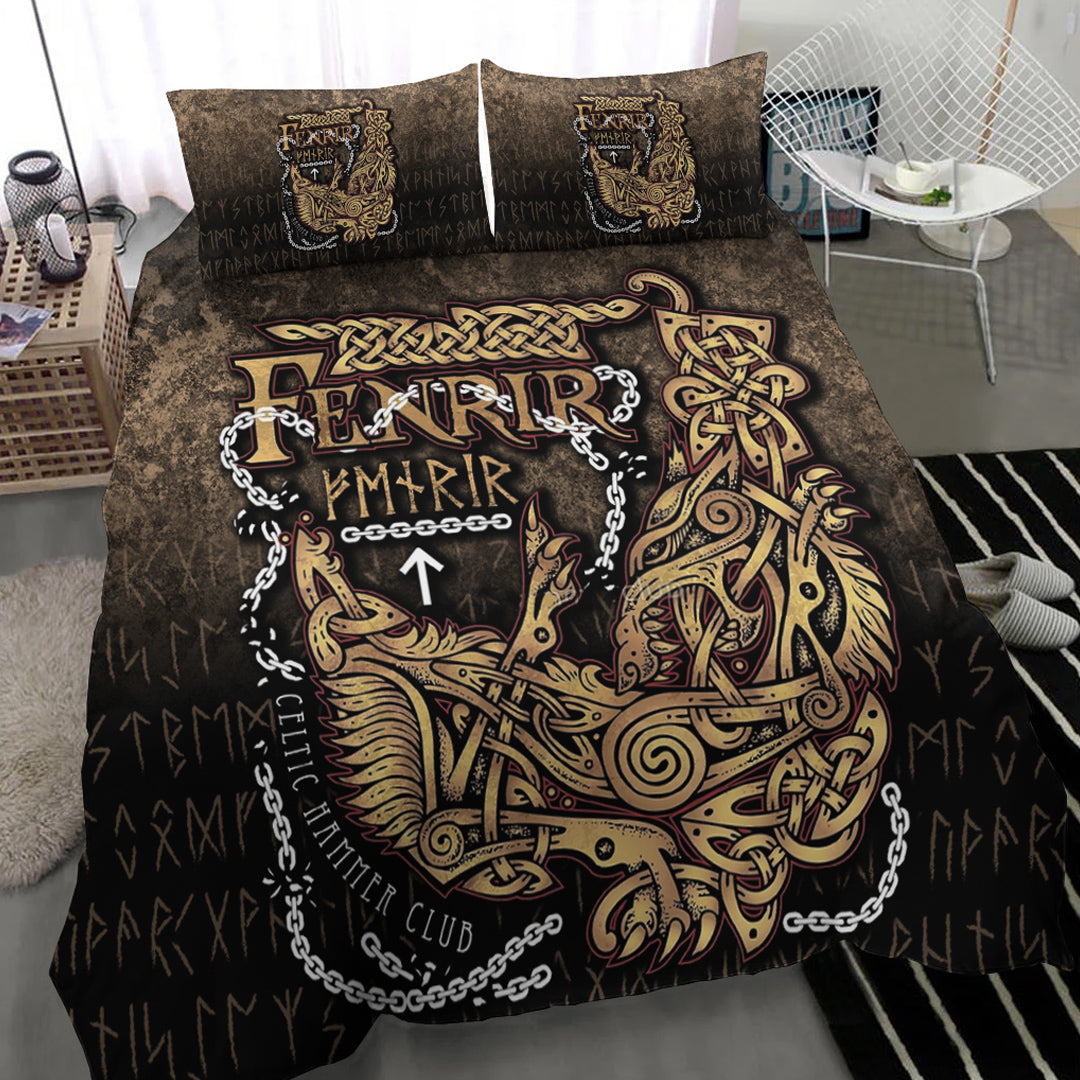 Viking Bedding Set Fenrir Ragnarok Viking Monster Wolf