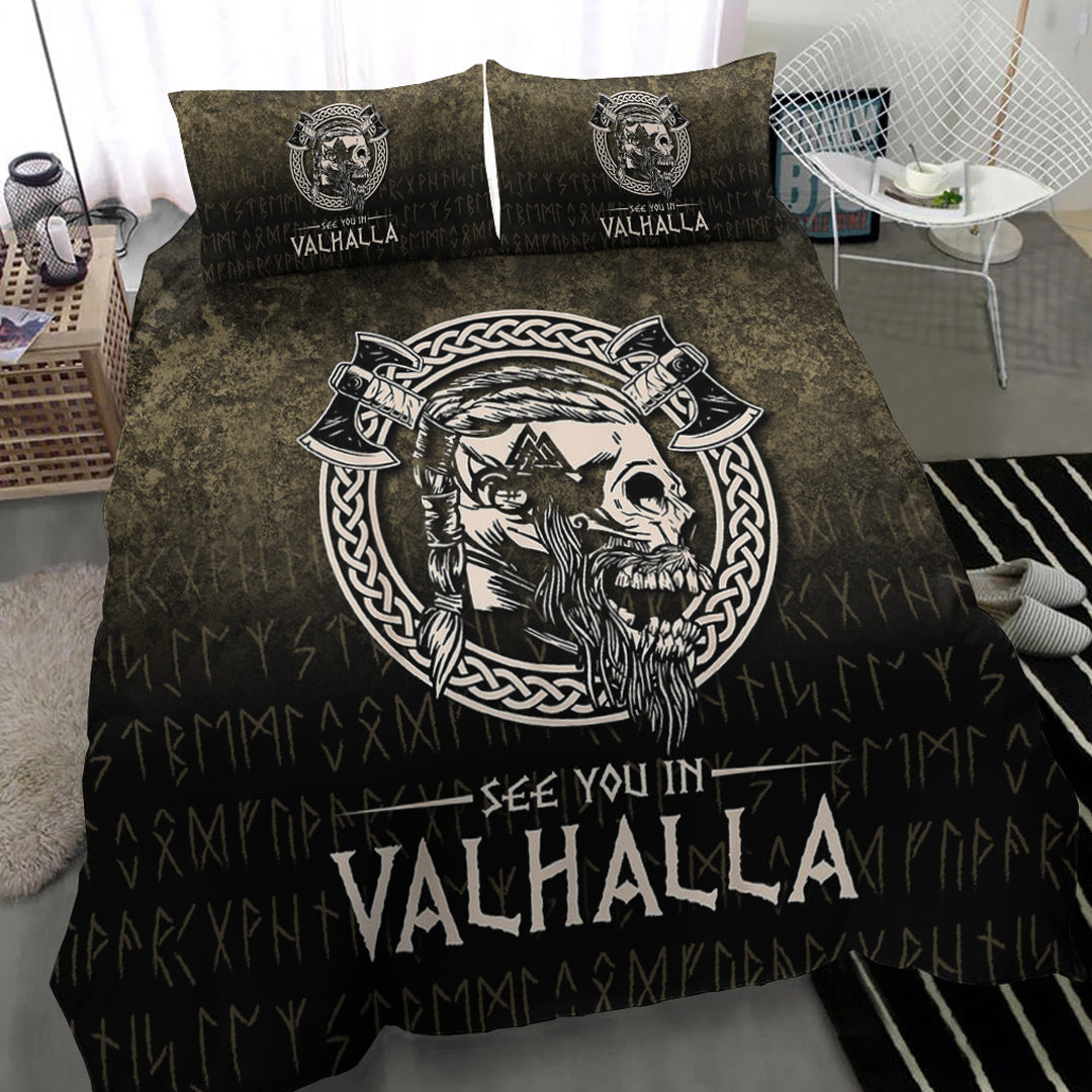 Viking Bedding Set See You In Valhalla Style