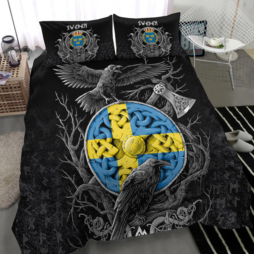 Viking Bedding Set Sweden Raven Odin Viking Country